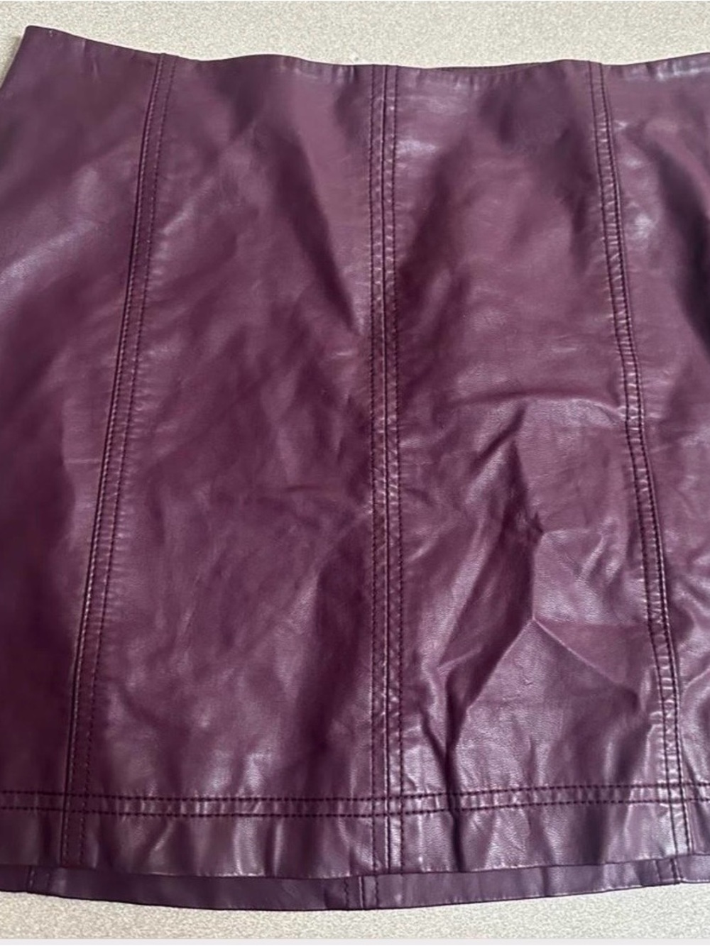 Free People Modern Femme Plum Burgundy Faux Leather Mini Skirt